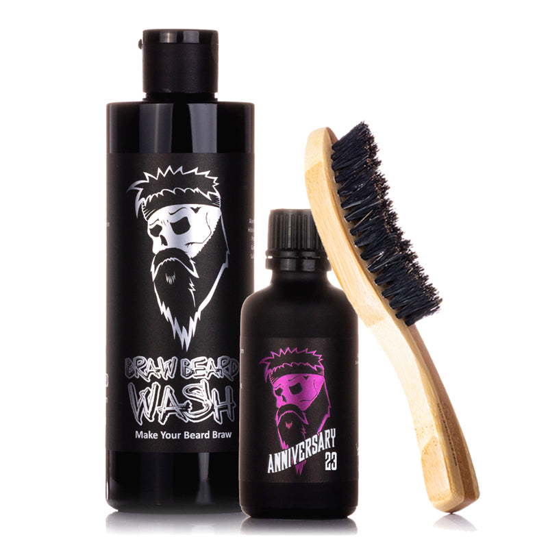 Beard Wash, Beard Oil and Brush Package