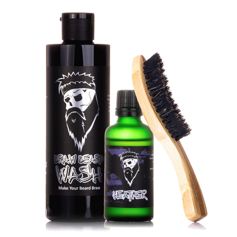 Beard Wash, Beard Oil and Brush Package