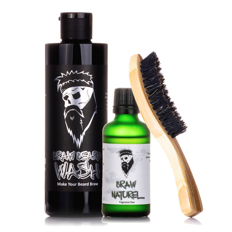 Beard Wash, Beard Oil and Brush Package