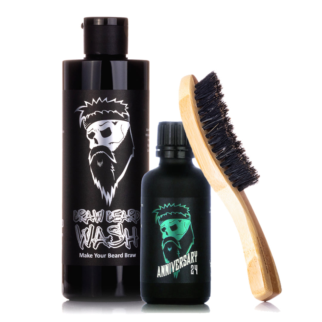 Beard Wash, Beard Oil and Brush Package