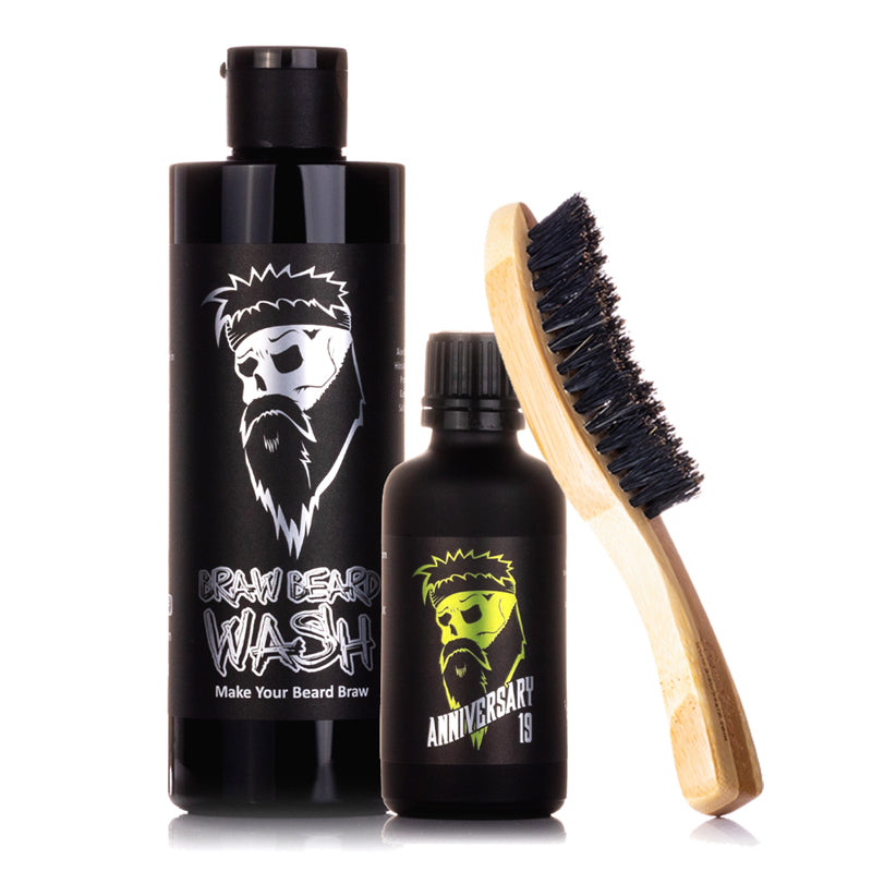 Beard Wash, Beard Oil and Brush Package